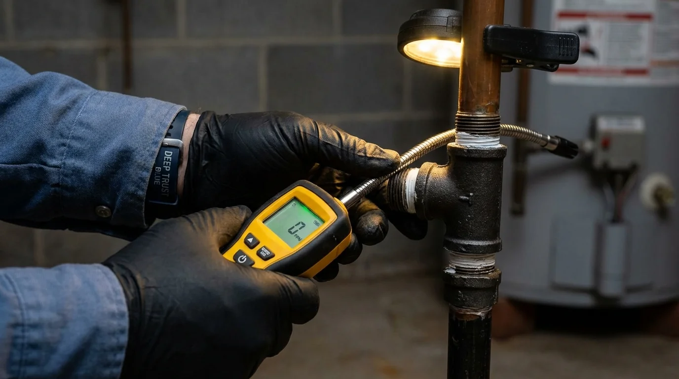 Gas leak detection with electronic sniffer by Johns Plumbing LLC in Arecibo