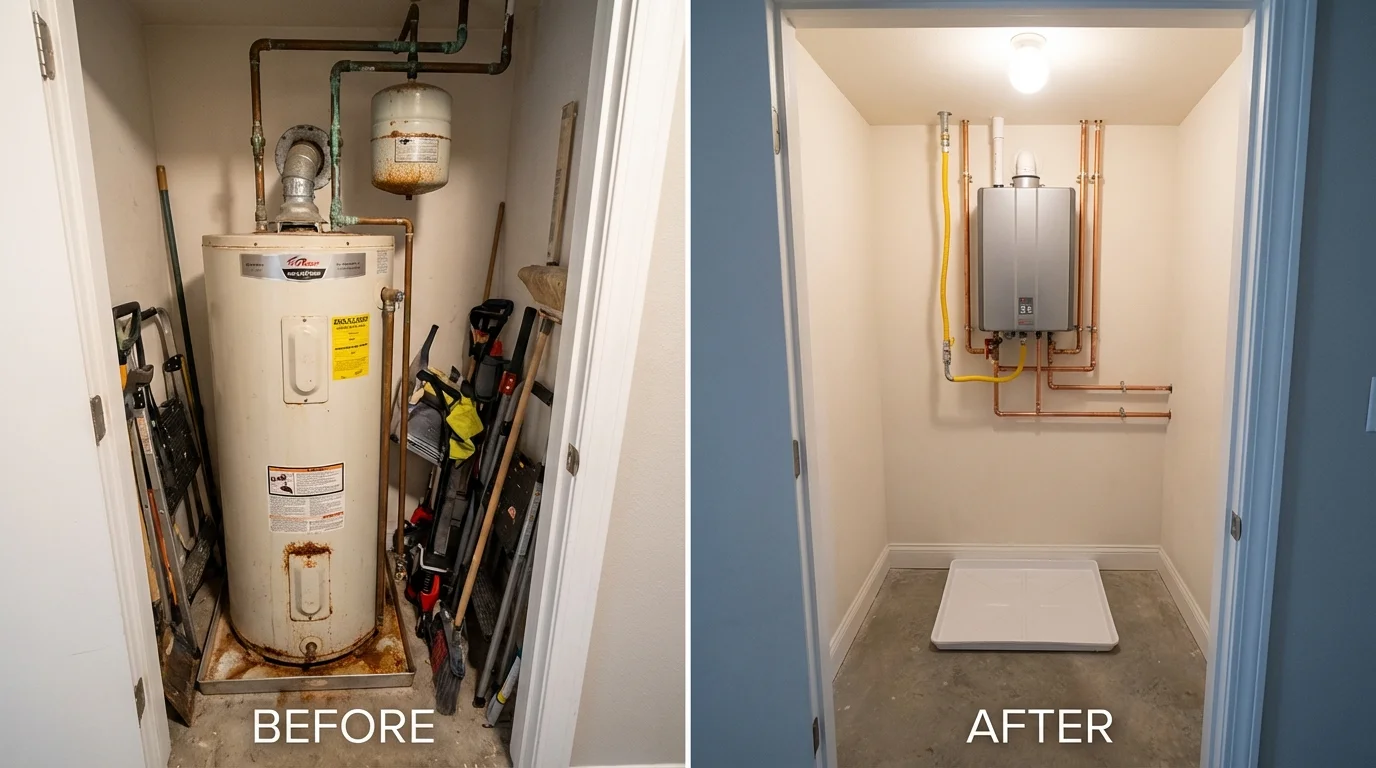 Tank water heater versus wall-mounted tankless unit comparison for Arecibo, PR homeowners