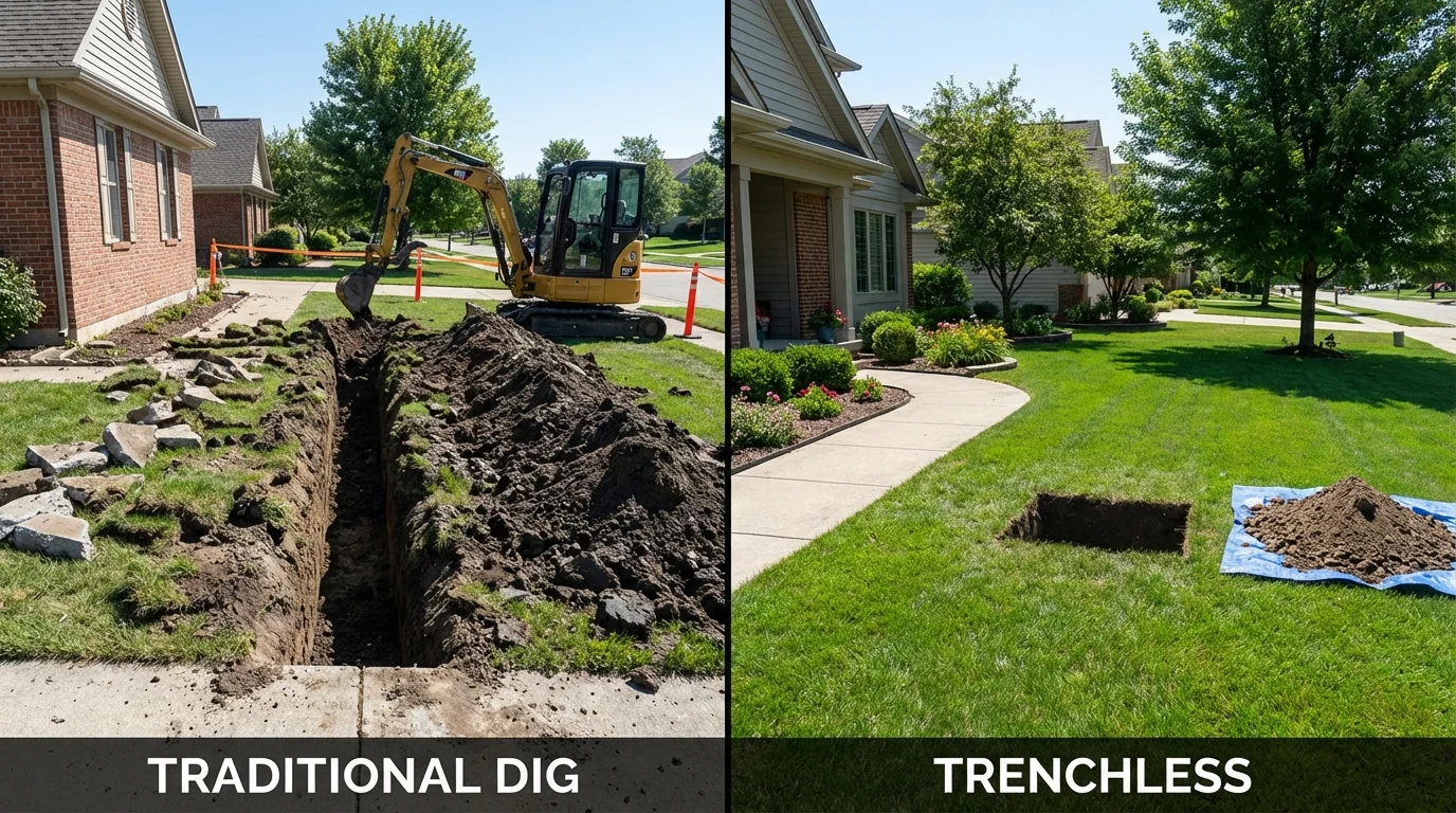 Trenchless sewer repair with minimal yard damage versus traditional excavation in Arecibo, PR